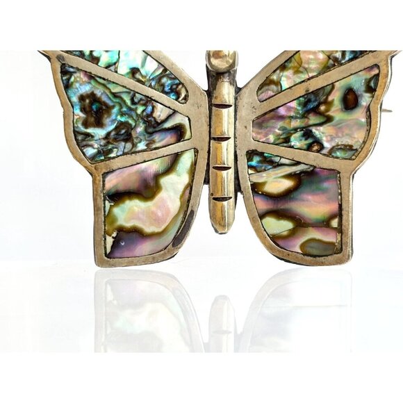 Butterfly Beto of Taxco Mexican Abalone ShellVintage Sterling Silver Brooch - Picture 4 of 10